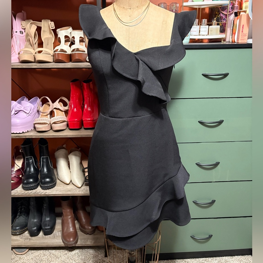 Express Black Ruffle Mini Dress